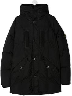 Stone Island Junior пуховик с нашивкой-логотипом