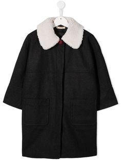 Marni Kids пальто с воротником из шерпы