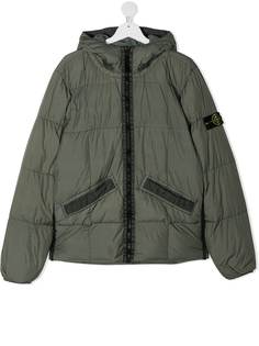 Stone Island Junior пуховик с нашивкой-логотипом