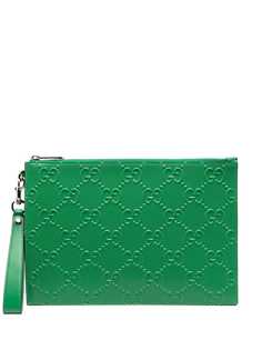 Gucci клатч на молнии с тисненым узором GG Supreme