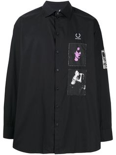 Raf Simons X Fred Perry рубашка оверсайз с нашивками