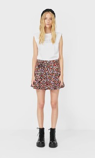 Stradivarius Юбка-Шорты Струящегося Кроя С Принтом Женская Коллекция Multicolor L