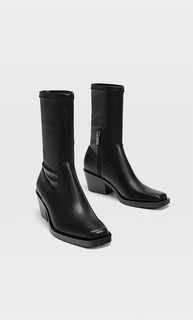 Stradivarius Ботильоны В Стиле Кантри С Квадратным Носом Женская Коллекция Черный 36
