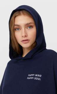 Stradivarius Худи Из Мягкой Ткани Женская Коллекция Морской Синий L