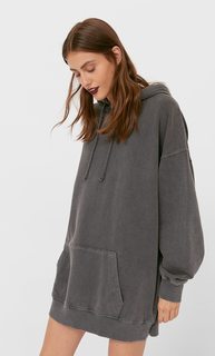 Stradivarius Короткое Платье С Капюшоном Женская Коллекция Темно-Серый S