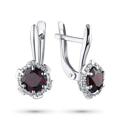Серьги из серебра с гранатом э0606сг04200242 ЭПЛ Якутские Бриллианты