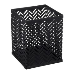 Стакан для пишущих принадлежностей квадратный узор металл черный Calligrata