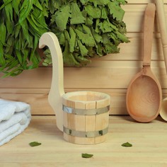 Ковш для бани из липы 0.5л, 20 см, с вертикальной ручкой Добропаровъ