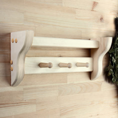 Полка универсальная 3 крючка, 5 отверстий 23×35×11см, липа Добропаровъ