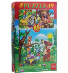 Пазл-игра Hatber 3 картинки в 1 коробке Веселые друзья