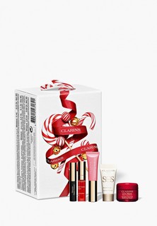 Набор косметики Clarins праймер 4 мл, тушь для ресниц 4D 3 мл, база под макияж 5 мл, блеск для губ 5 мл, пигмент для губ 2. мл.