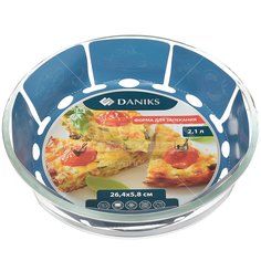 Форма для выпечки жаропрочная стеклянная Daniks круглая 2.1 л, 26.4х5.8 см