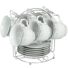 Сервиз чайный из керамики, 12 предметов, на подставке Вечерняя дымка DNN