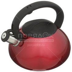 Чайник из нержавеющей стали Daniks DSC-8798 красный со свистком, 3 л