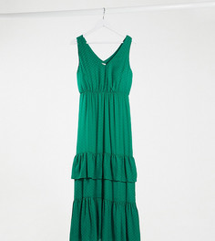 Зеленое платье макси в фактурный горошек Vila Petite-Зеленый
