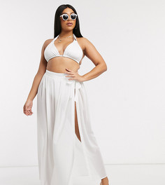 Белая пляжная юбка‑саронг макси из переработанных материалов с завязкой сбоку ASOS DESIGN-Белый