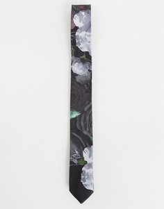 Узкий галстук с цветочным принтом Bolongaro Trevor-Черный цвет