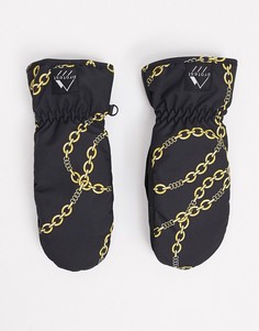 Черные горнолыжные рукавицы с рисунком цепочек Protest Tanya-Черный