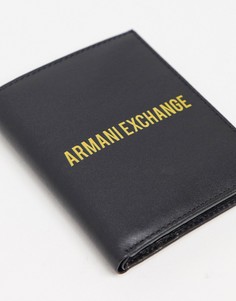 Черный бумажник для карточек с контрастным логотипом Armani Exchange