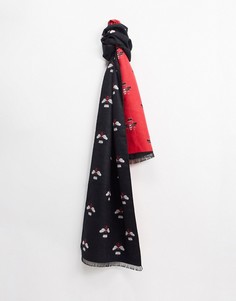 Двусторонний шарф с вышитыми пчелами Devils Advocate-Черный