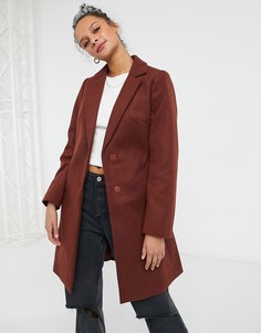 Классическое пальто темно-рыжего цвета с поясом New Look-Коричневый