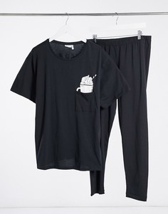 Черный пижамный комплект в стиле oversized из футболки и леггинсов ASOS DESIGN Christmas