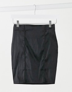 Черная атласная облегающая мини-юбка от комплекта NaaNaa-Черный