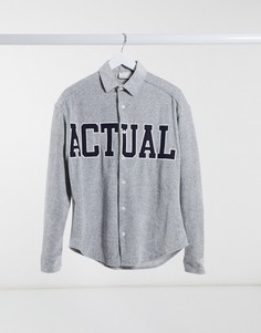 Oversized-рубашка из серого меланжевого велюра в стиле 90-х ASOS Actual-Серый