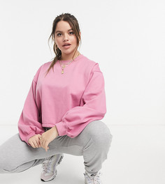 Спортивный укороченный свитшот розового цвета на кулиске In The Style Plus x Courtney Black-Розовый