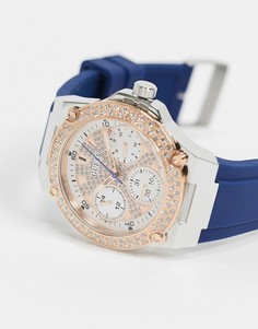 Часы с хронографом и белым циферблатом Guess-Синий