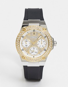 Часы с хронографом и черным ремешком Guess-Черный