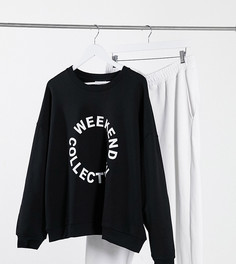 Черный oversized-свитшот с логотипом от комплекта ASOS Weekend Collective Curve