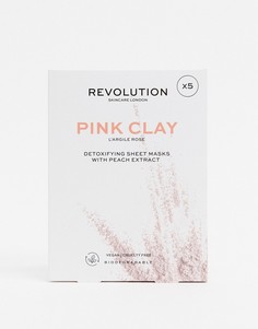 Набор из 5 биоразлагаемых тканевых детокс-масок с розовой глиной Revolution Skincare-Бесцветный