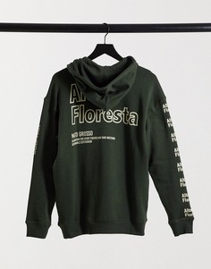 Oversized-худи зеленого цвета с принтом на спине и рукавах Only & Sons-Зеленый