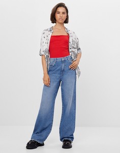 Синие широкие джинсы в стиле 90-х Bershka-Синий