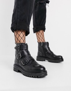 Черные кожаные ботинки с массивными пряжками Rule London-Черный