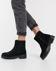 Черные замшевые ботинки на плоской подошве с искусственным мехом Rule London-Черный