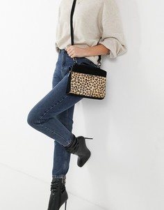 Кожаная сумка прямоугольной формы с леопардовой вставкой Urbancode-Многоцветный