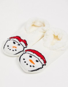Носки-тапочки с изображением снеговика Brave Soul-Многоцветный