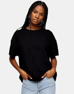 Черная футболка в стиле oversized Topshop-Черный