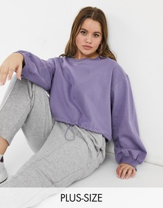 Спортивный укороченный свитшот темно-серого цвета на кулиске In The Style Plus x Courtney Black-Серый