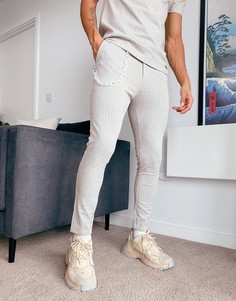 Серые фактурные брюки в рубчик с декоративной цепочкой Mauvais (от комплекта)-Серый