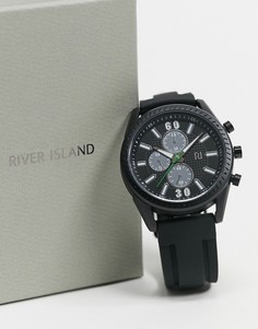 Черные мужские часы с силиконовым ремешком River Island-Черный