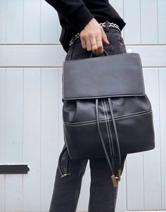 Черный рюкзак с контрастными строчками Topshop