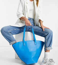 Синяя сумка-шопер в форме трапеции My Accessories London Exclusive-Коричневый
