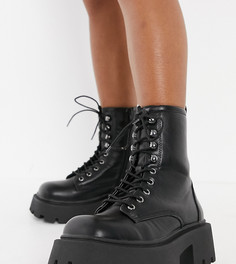 Черные высокие ботинки челси на толстой подошве для широкой ступни Truffle Collection-Черный