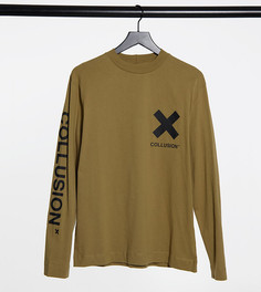 Светло-бежевый лонгслив с логотипом COLLUSION Unisex-Neutral
