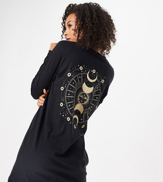 Черное платье-футболка мини в стиле oversized с космическим принтом Noisy May Tall Exclusive-Черный