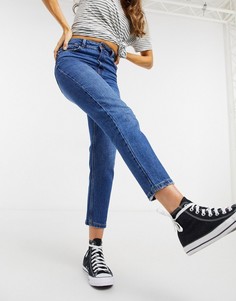 Синие джинсы в винтажном стиле с уплотненным поясом New Look-Синий