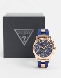 Часы темно-синего и золотистого цветов Guess-Синий